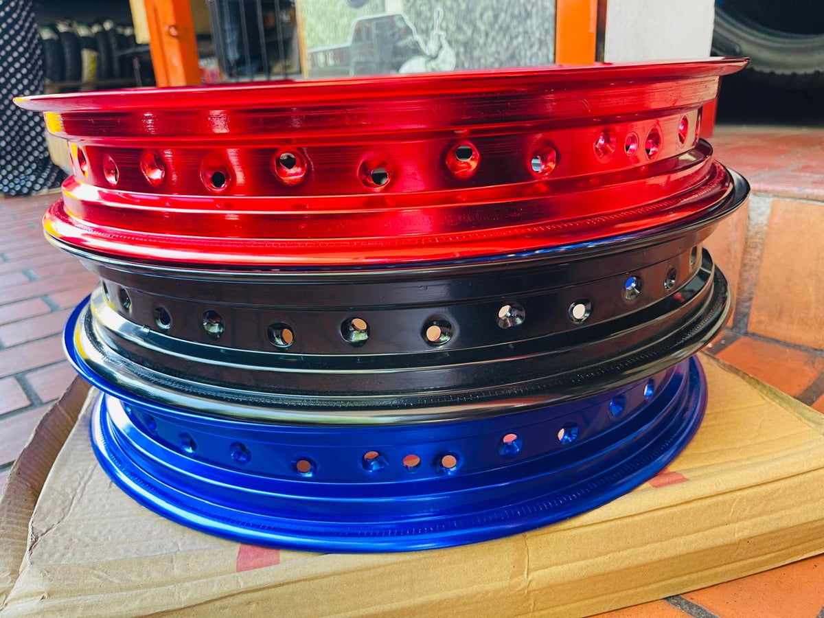 Aro de Rin Aluminio Aerodinámico 2.15 x 17 (Rojo / Negro / Azul)