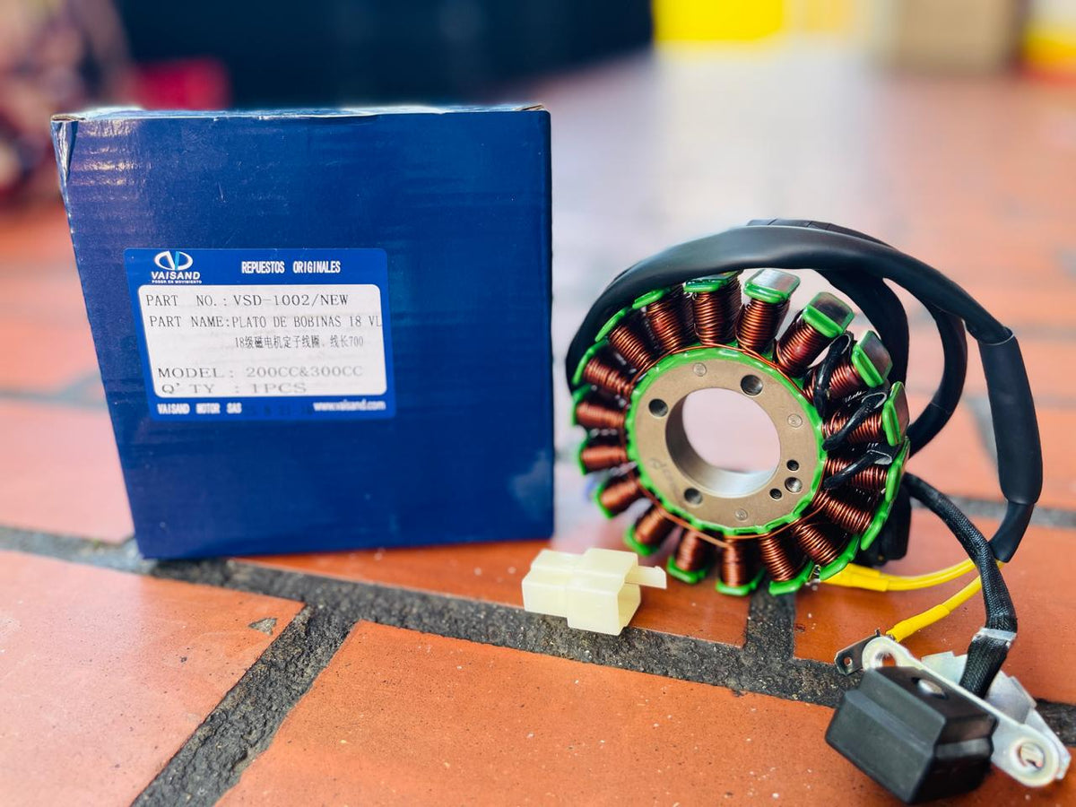 Stator de Bobinas (18 Polos) Tipo Original para Carguero Vaisand 200cc - 300cc
